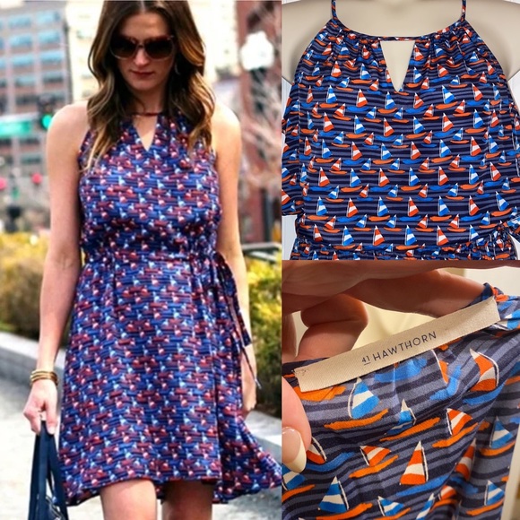41 Hawthorn Dresses & Skirts - 41 Hawthorn Nautical sailboat printed spring summer lightweight dress XL